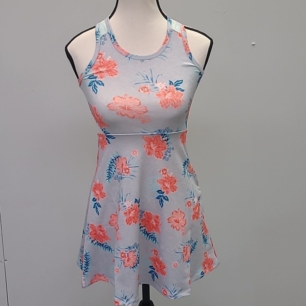 Tag Size 8 Grey Floral Printed Flowy Workout Top